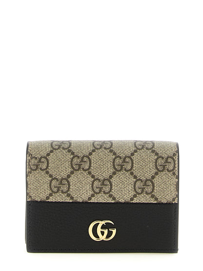 Gucci Gg Marmont Calfskin Cardholder Card Case - Black Gold Multicolor Signature