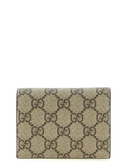 Gucci Gg Marmont Calfskin Cardholder Card Case - Black Gold Multicolor Signature