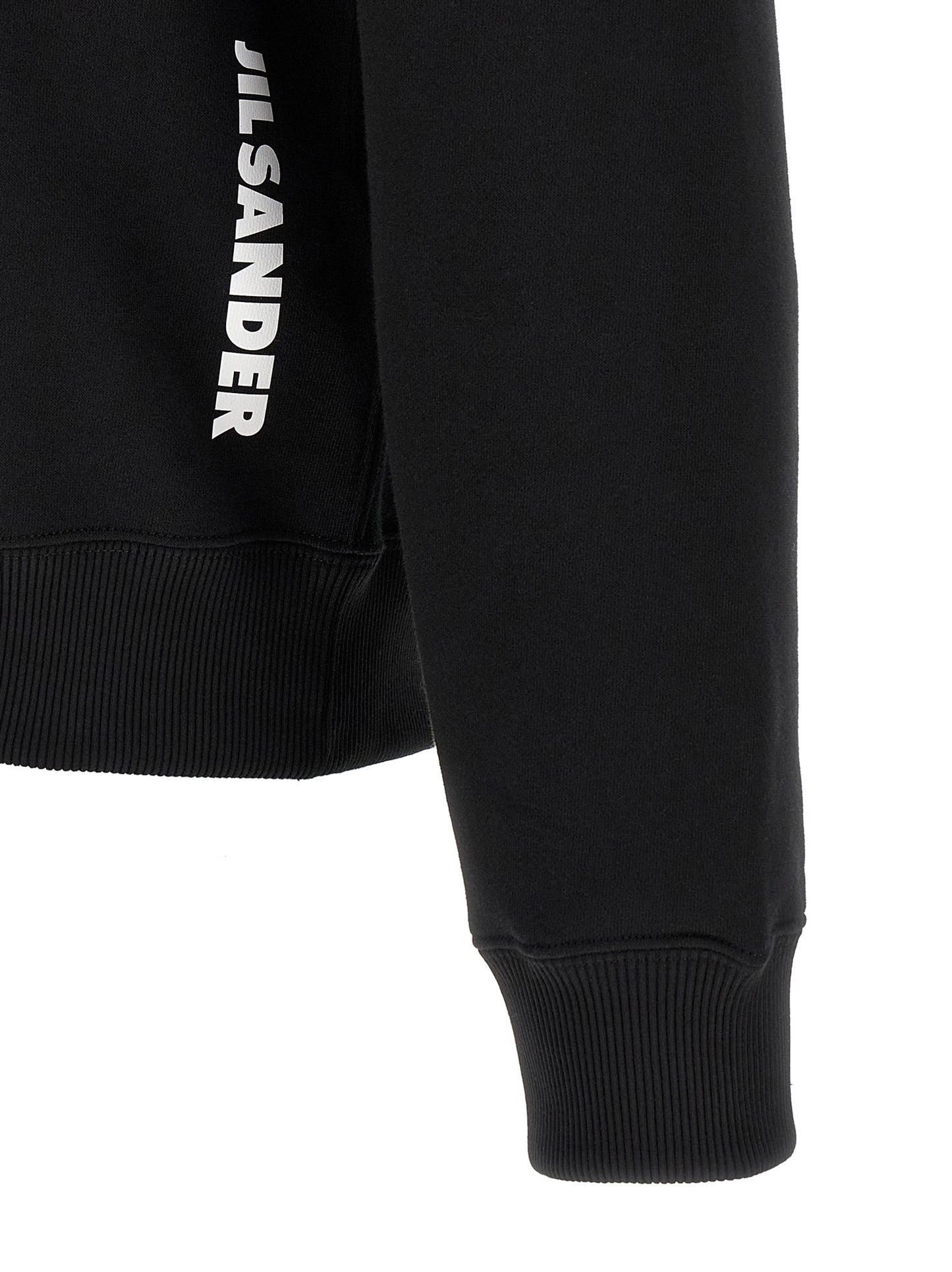 Sweatshirt Hoodie by Jil Sander for men in cotton black & white features an avant-garde silhouette, showcasing a sophisticated and detail for a truly avant-garde finish.