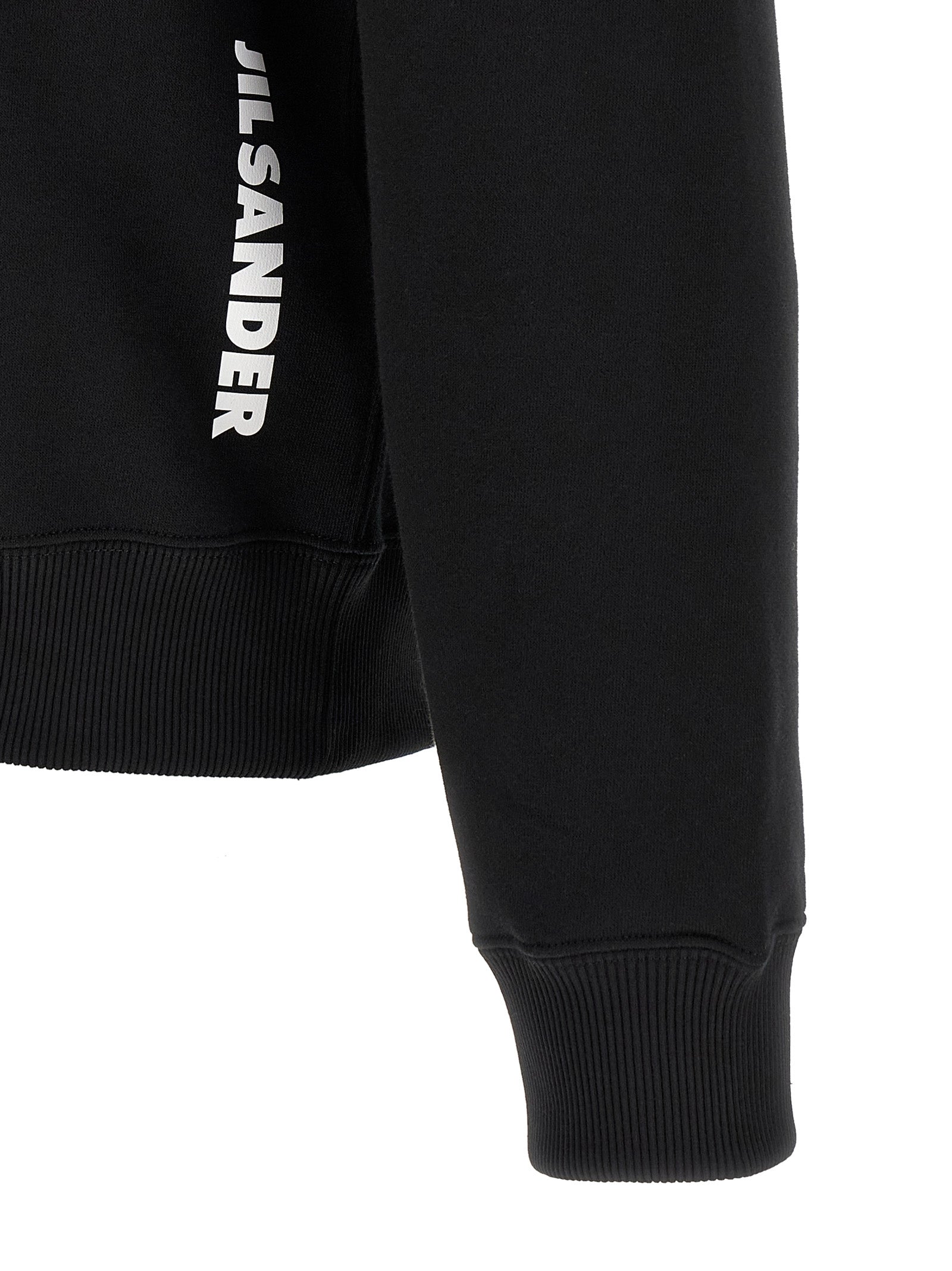 Sweatshirt Hoodie by Jil Sander for men in cotton black & white features an avant-garde silhouette, showcasing a sophisticated and detail for a truly avant-garde finish.