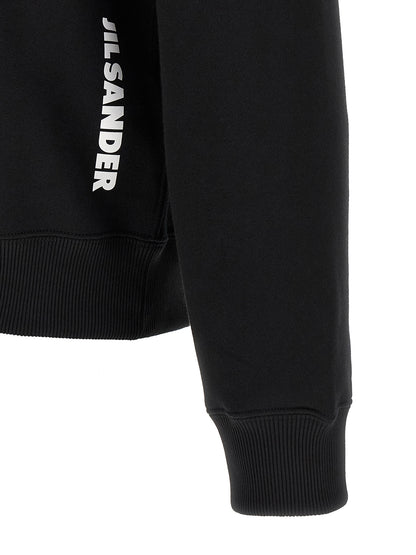 Sweatshirt Hoodie by Jil Sander for men in cotton black & white features an avant-garde silhouette, showcasing a sophisticated and detail for a truly avant-garde finish.