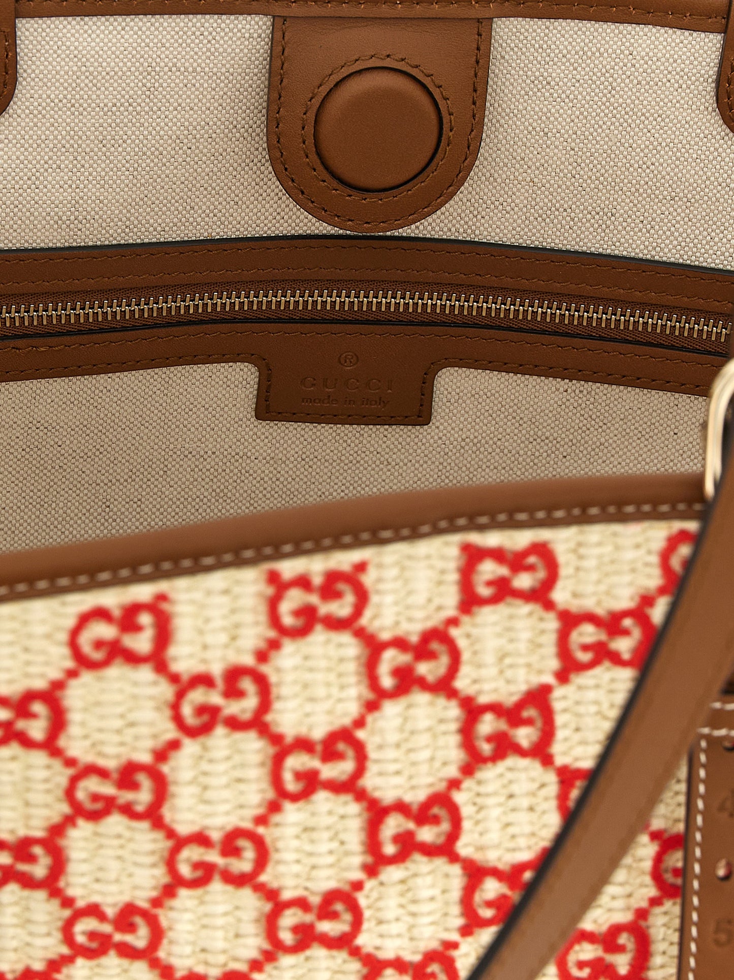 Small Shopper Handbag by Gucci for women in stretch cotton modal canvas multicolor, patterned & monogram features a refined silhouette, showcasing a secure zipper, organized , and versatile adjustable-strap & handle for a refined finish.