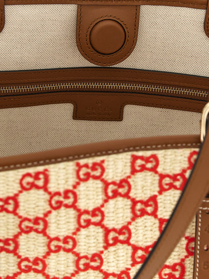Small Shopper Handbag by Gucci for women in stretch cotton modal canvas multicolor, patterned & monogram features a refined silhouette, showcasing a secure zipper, organized , and versatile adjustable-strap & handle for a refined finish.