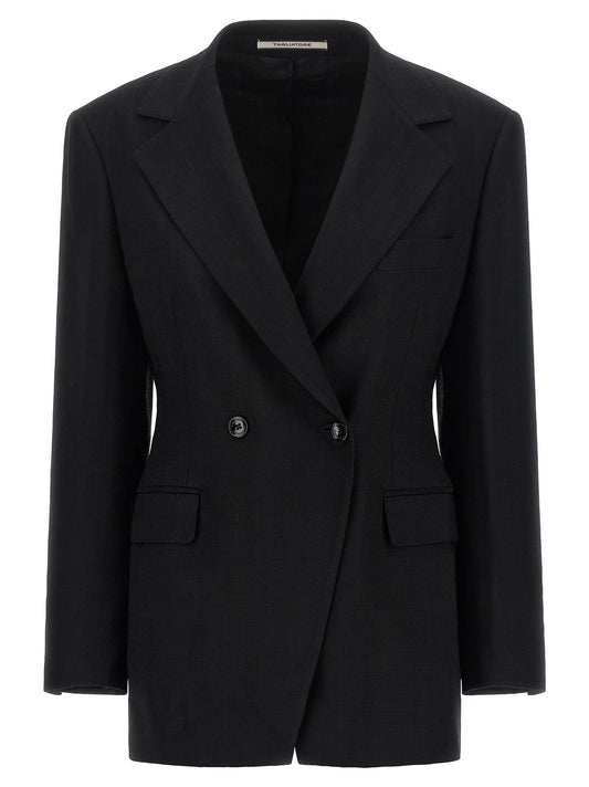 Pant Suit by Tagliatore for women in stretch polyamide & viscose black presents a sublime silhouette, showcasing a sophisticated and a sublime wide that exemplifies modern elegance.