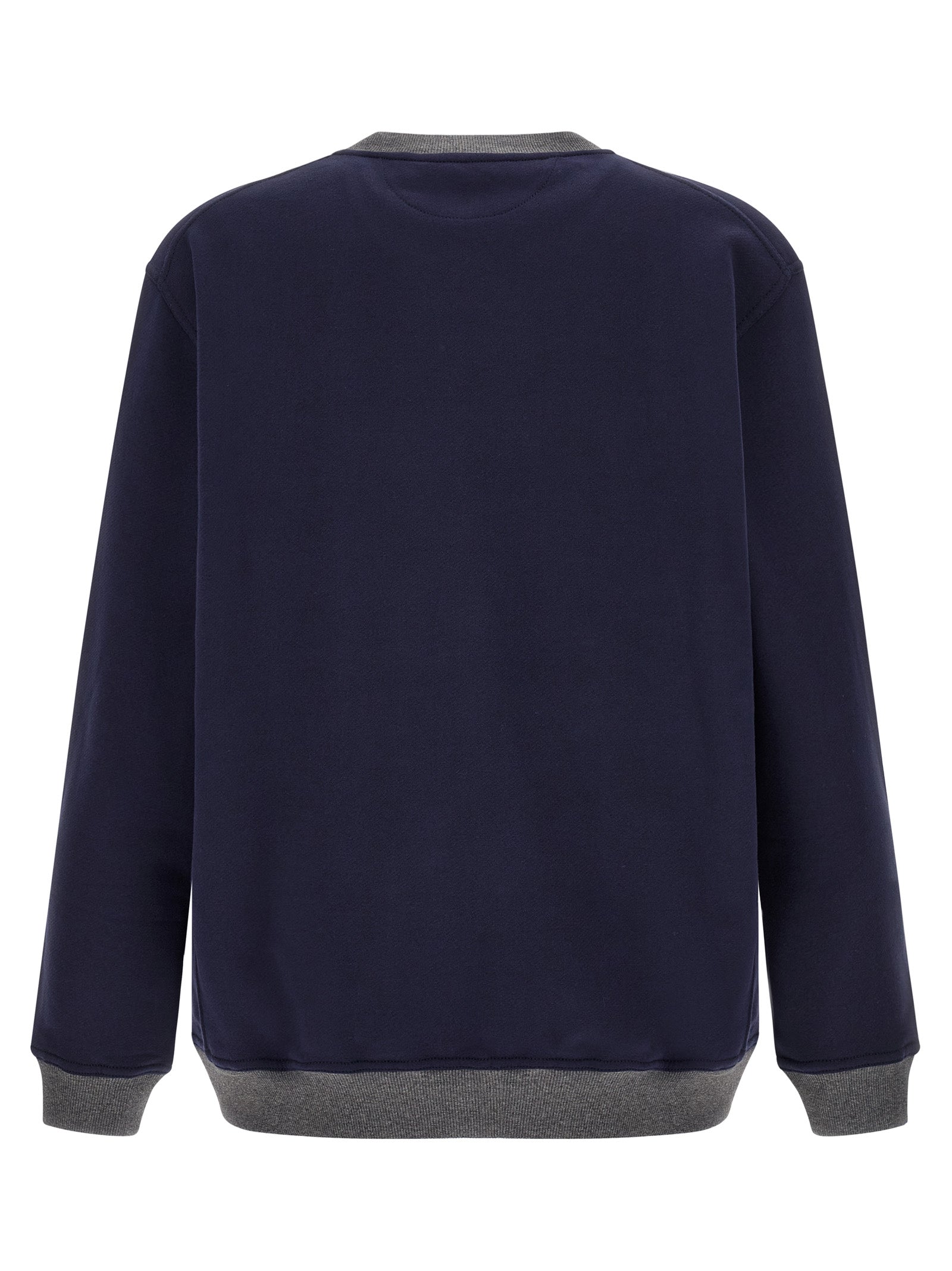 Sweatshirt by Brunello Cucinelli for men in cotton blue & gray features an magnificent silhouette, showcasing a sophisticated crew neckline and detail for a truly magnificent finish.