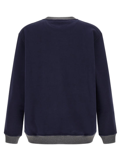 Sweatshirt by Brunello Cucinelli for men in cotton blue & gray features an magnificent silhouette, showcasing a sophisticated crew neckline and detail for a truly magnificent finish.