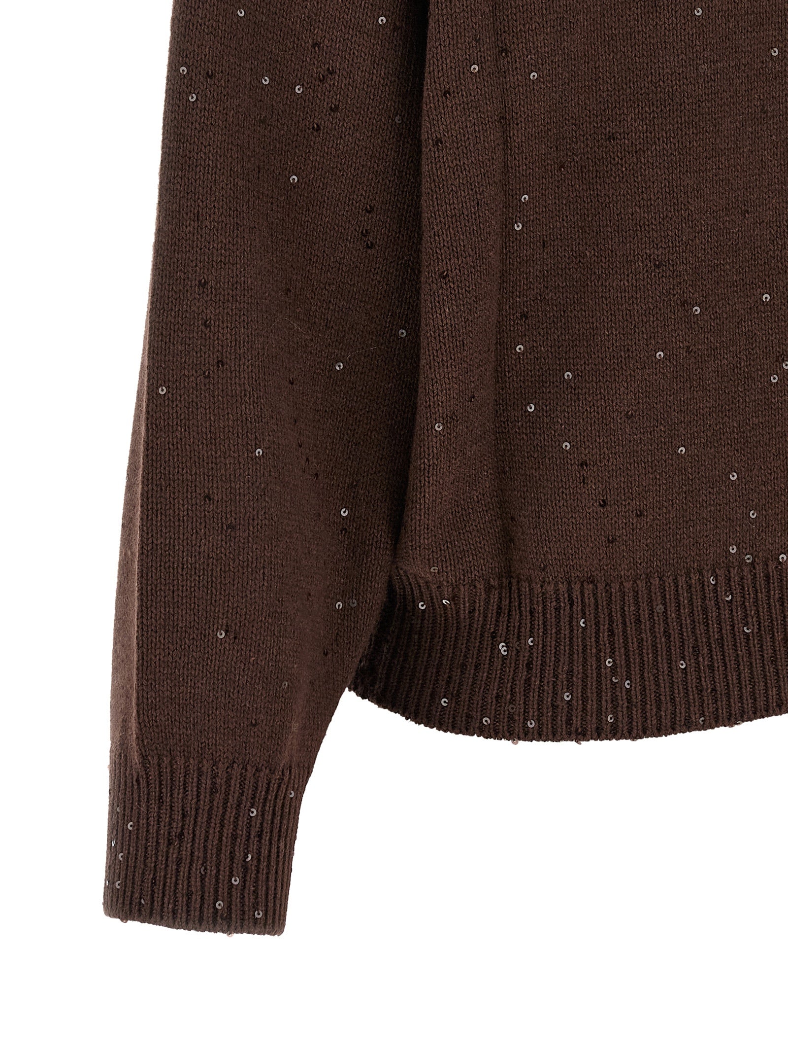 Cardigan by Brunello Cucinelli for women in silk cashmere & sequins brown showcases a luxurious silhouette, meticulously detailed with a sophisticated and for a refined finish.