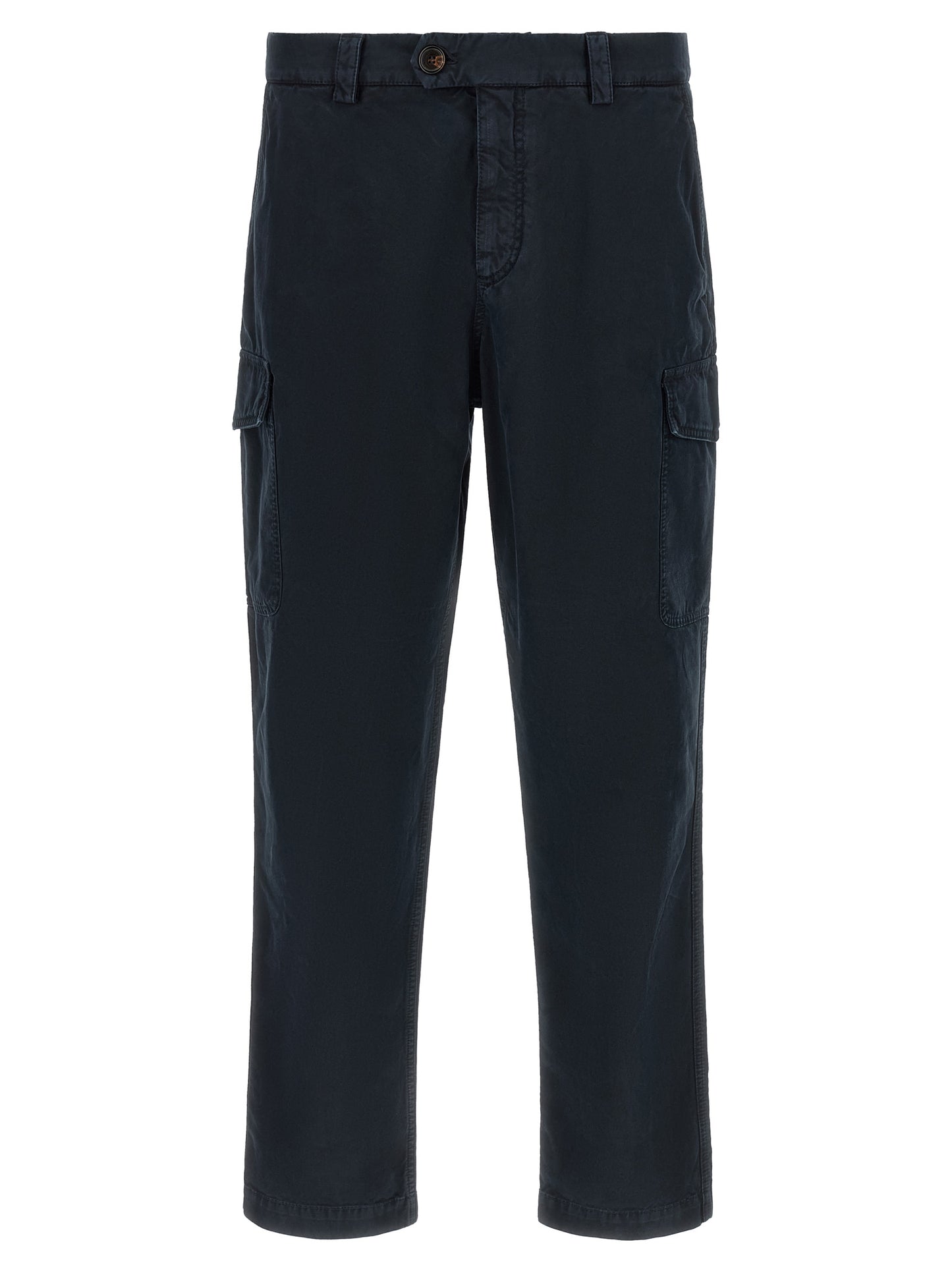 Cargo Pants by Brunello Cucinelli for men in cotton blue, horn & signature features an urban chic straight-leg with a and long, creating a urban chic aesthetic for "Moon Behind the Hill".