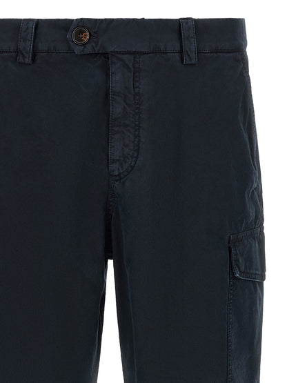 Cargo Pants by Brunello Cucinelli for men in cotton blue, horn & signature features a sartorial silhouette, showcasing a sophisticated straight-leg with a refined long and elegant .