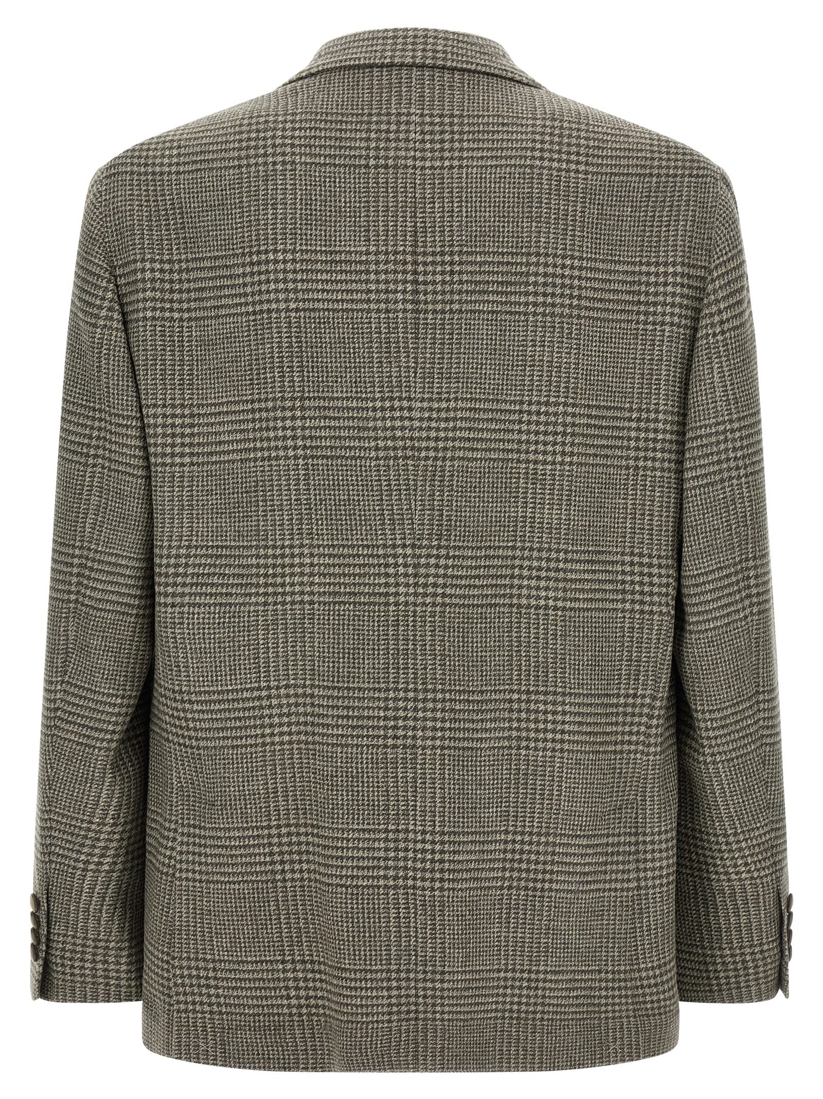 Blazer by Brunello Cucinelli for men in cashmere wool bicolour & military-green showcases a discerning silhouette, elegantly detailed with a sophisticated and premium for a truly discerning finish.
