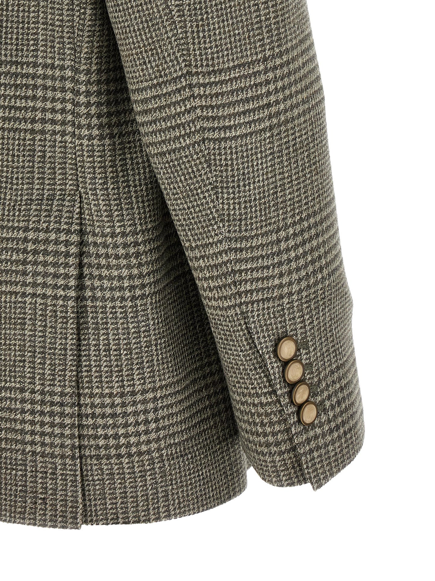 Blazer by Brunello Cucinelli for men in cashmere wool bicolour & military-green showcases a polished silhouette, highlighted by a refined and polished for a sophisticated finish.