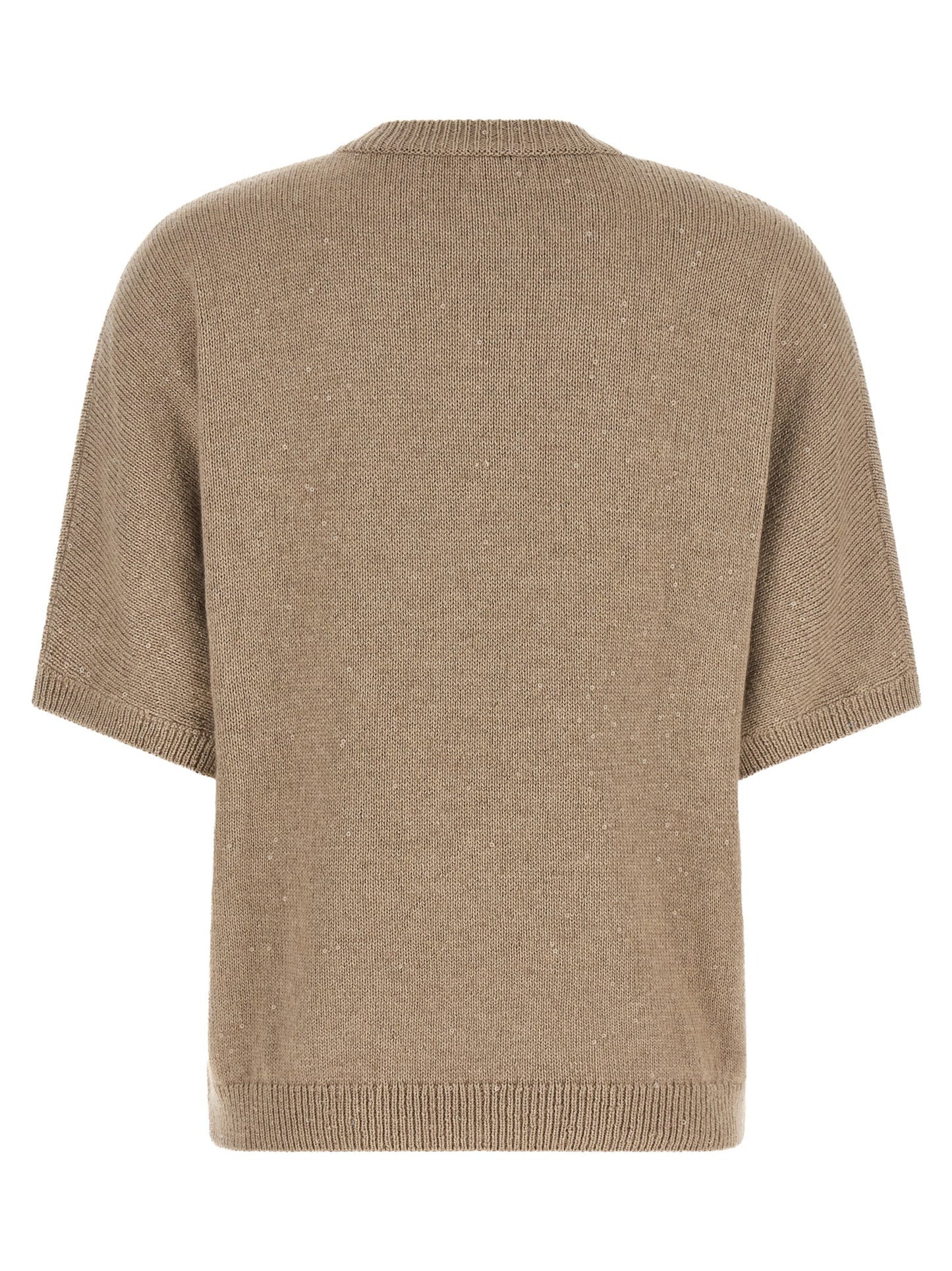 Cardigan by Brunello Cucinelli for women in cashmere silk sequins beige showcases a luxurious silhouette, meticulously detailed with a sophisticated and for a refined finish.