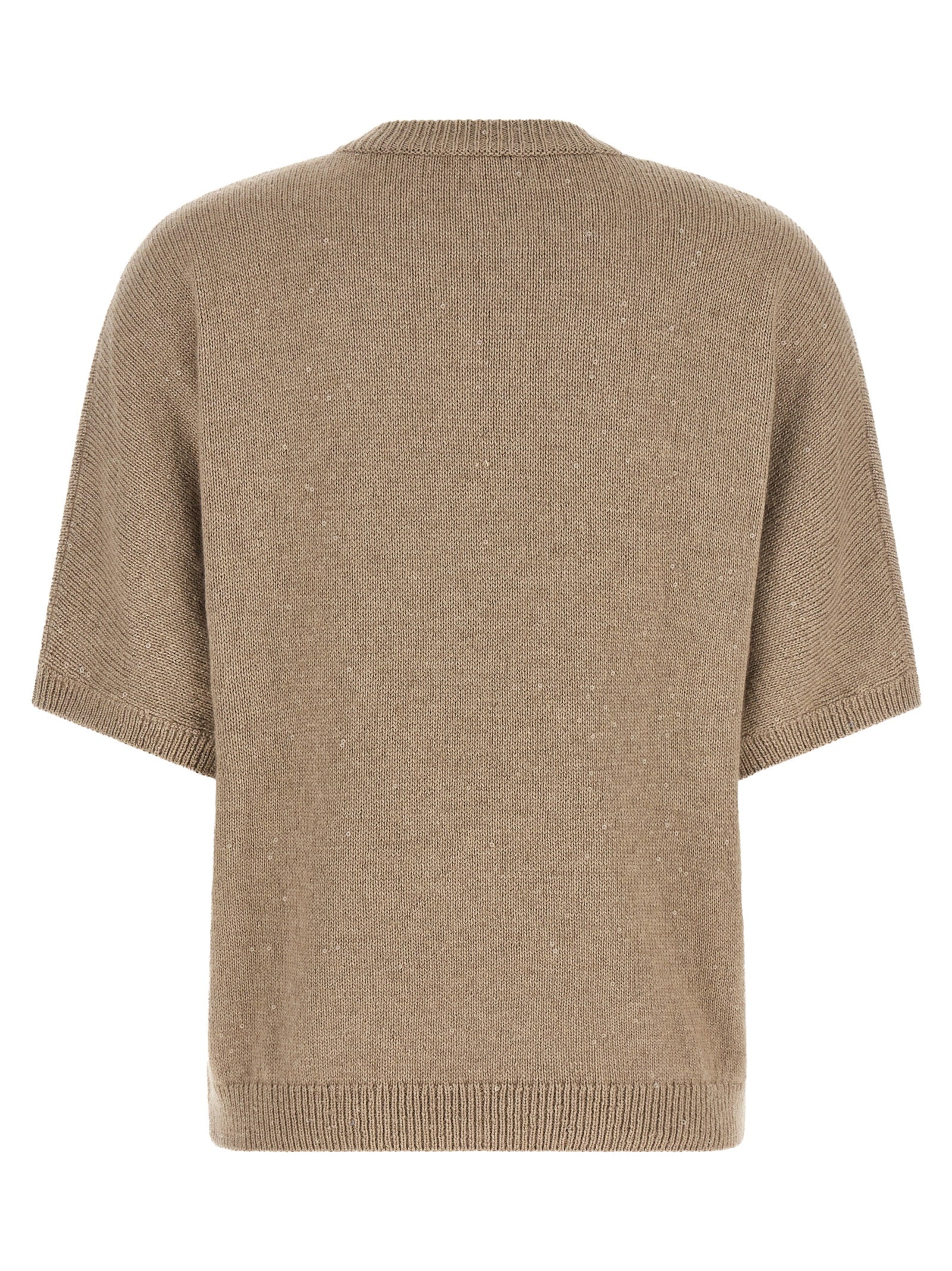 Cardigan by Brunello Cucinelli for women in cashmere silk sequins beige showcases a luxurious silhouette, meticulously detailed with a sophisticated and for a refined finish.