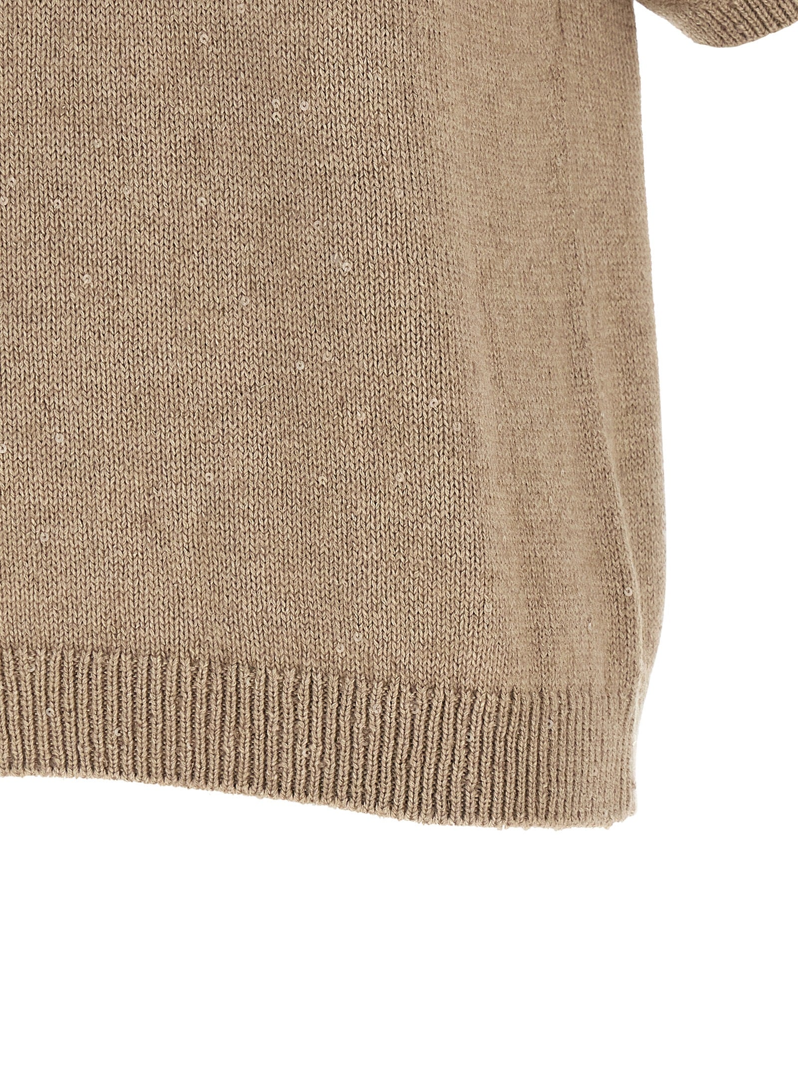 Cardigan by Brunello Cucinelli for women in cashmere silk sequins beige features a nuanced silhouette with a refined and nuanced detailing for a sophisticated look.