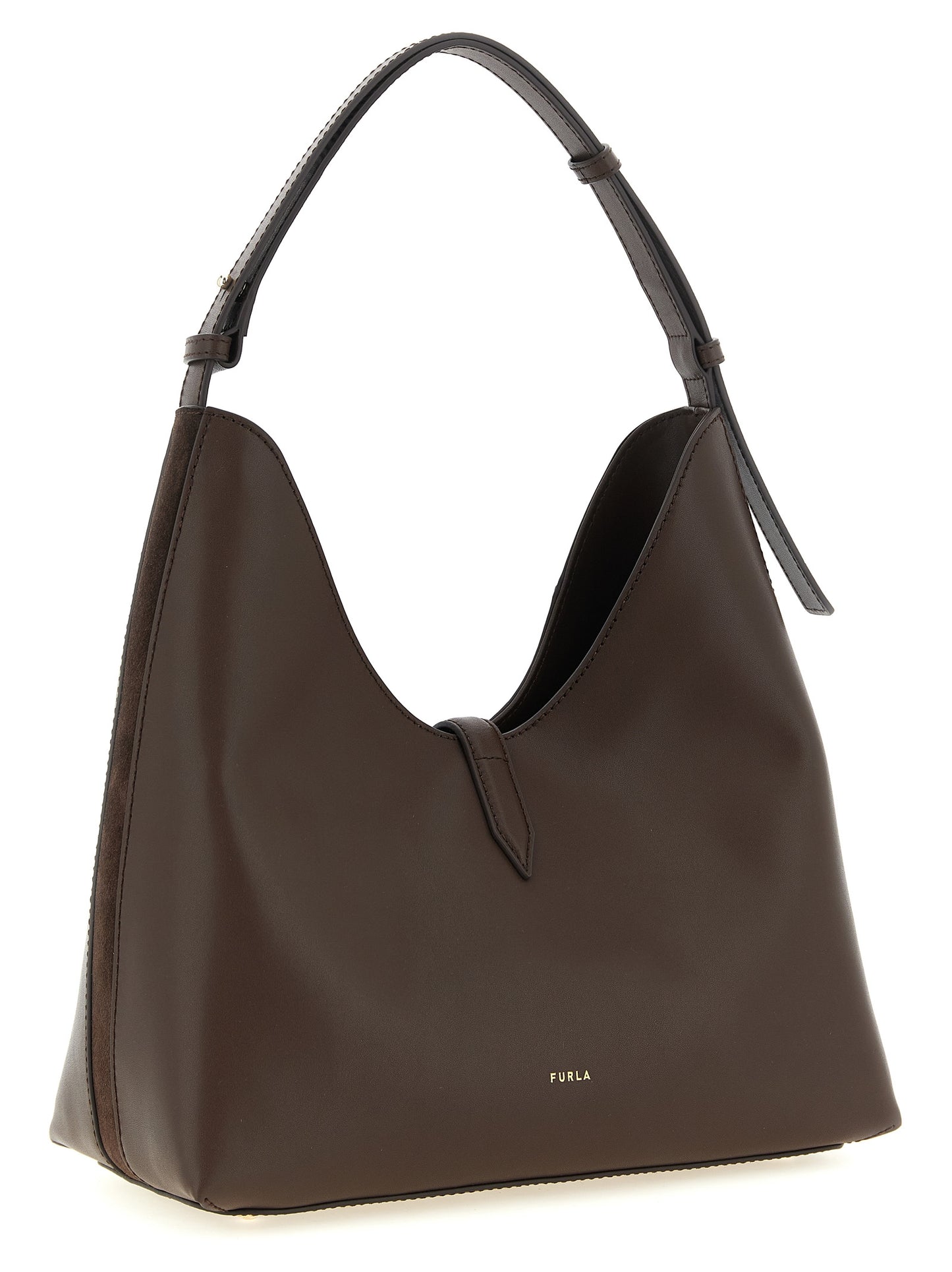 Shoulder Hobo Bag by Furla for women in calfskin leather brown features a effortless chic silhouette with a secure zipper, ample , and versatile shoulder-strap for a effortless chic finish.