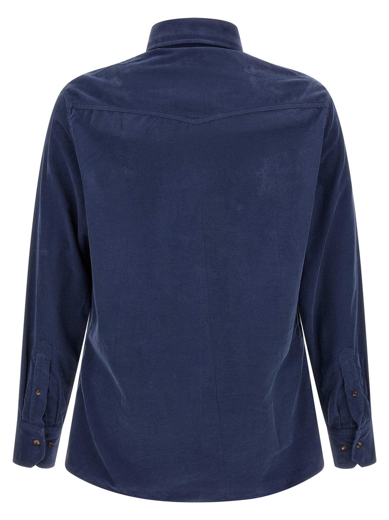 Shirt by Brunello Cucinelli for men in cotton corduroy navy showcases a sublime silhouette, artfully detailed with a sublime and for a sophisticated, sublime finish.