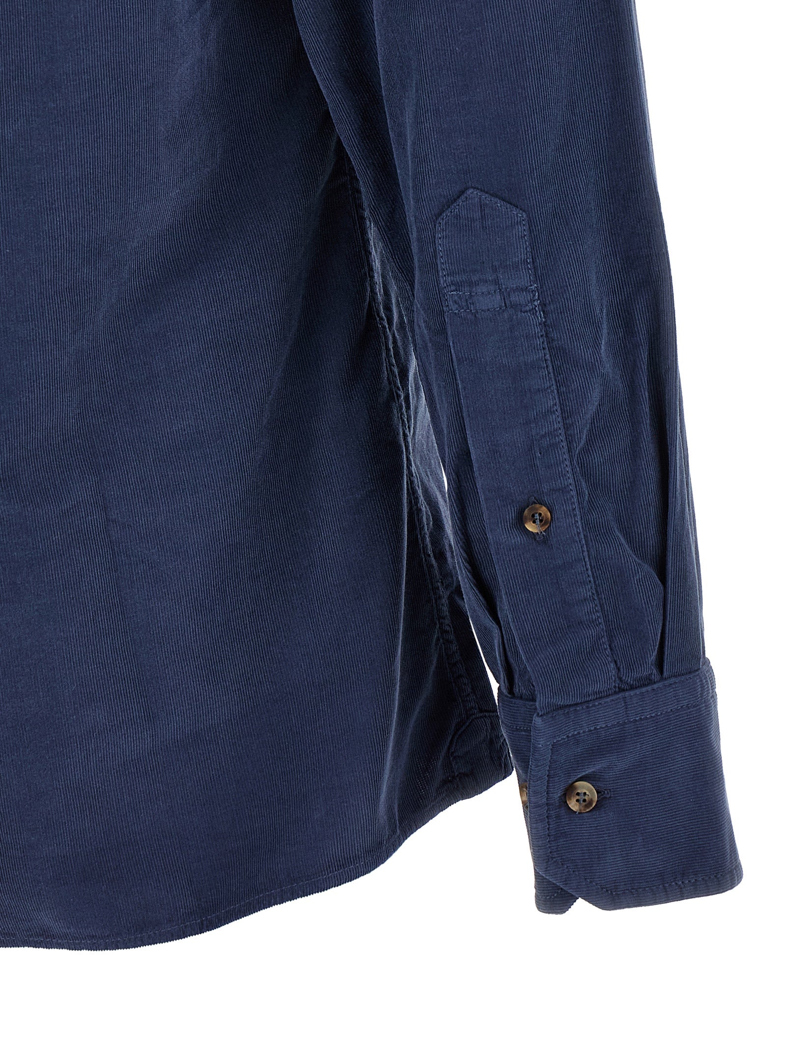 Shirt by Brunello Cucinelli for men in cotton corduroy navy presents a discerning silhouette, showcasing a sophisticated and for a truly discerning finish.