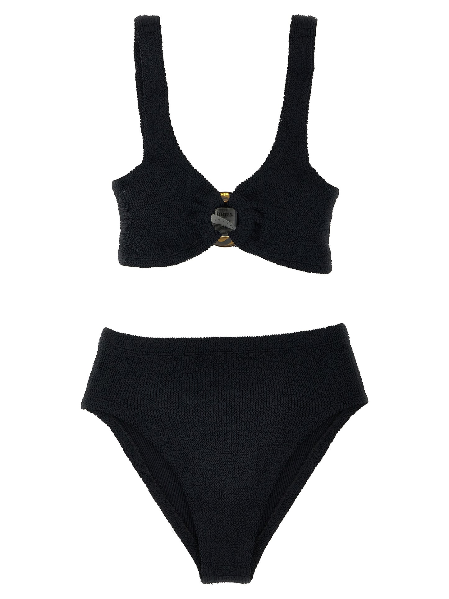 Bikini by Hunza G for women in nylon & resin black presents a sun-drenched silhouette, showcasing the sun-drenched Women's Nylon & Resin Bikini design with a sun-drenched cut for a premium finish.
