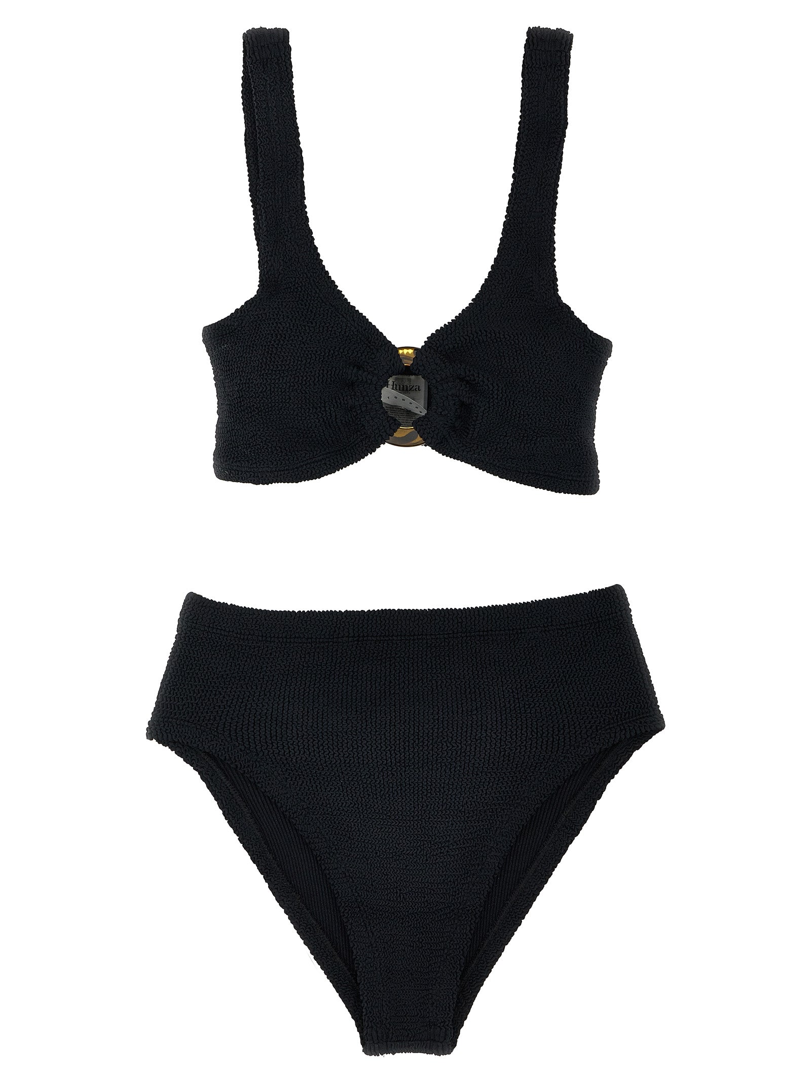 Bikini by Hunza G for women in nylon & resin black presents a sun-drenched silhouette, showcasing the sun-drenched Women's Nylon & Resin Bikini design with a sun-drenched cut for a premium finish.
