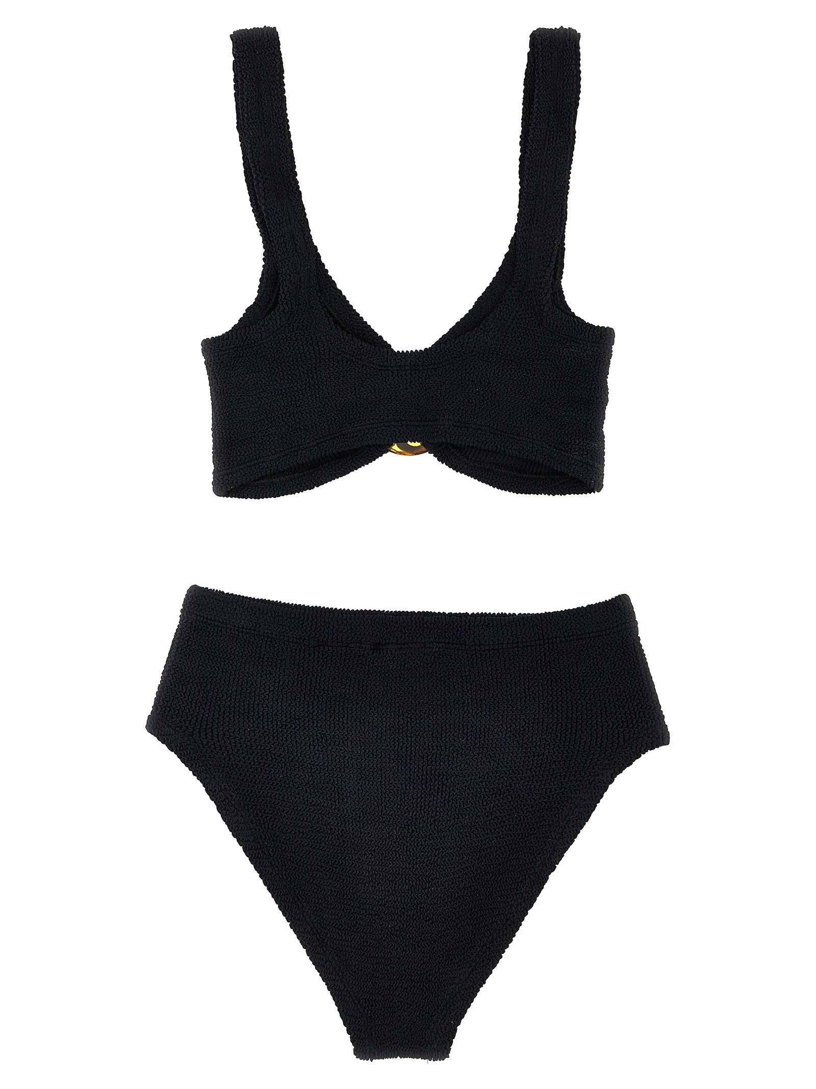 This Bikini by Hunza G for women in nylon & resin black features a beach chic silhouette from the Women's Nylon & Resin Bikini collection, showcasing a beach chic cut for a refined poolside look.