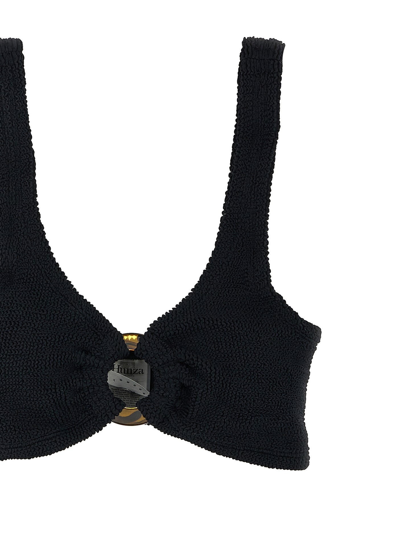Bikini by Hunza G for women in nylon & resin black features a sultry chic silhouette, showcasing the sultry chic design of this Women's Nylon & Resin Bikini with a sultry chic fit.