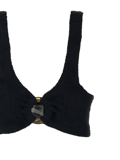 Bikini by Hunza G for women in nylon & resin black features a sultry chic silhouette, showcasing the sultry chic design of this Women's Nylon & Resin Bikini with a sultry chic fit.