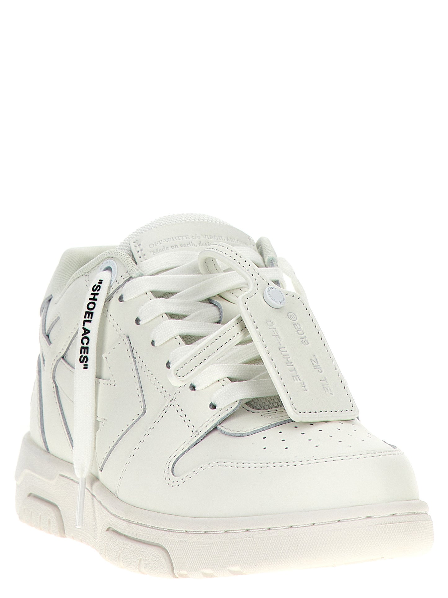 Off-White Aren Men's Low Top Polyester & Calfskin Leather Sneakers - White Signature