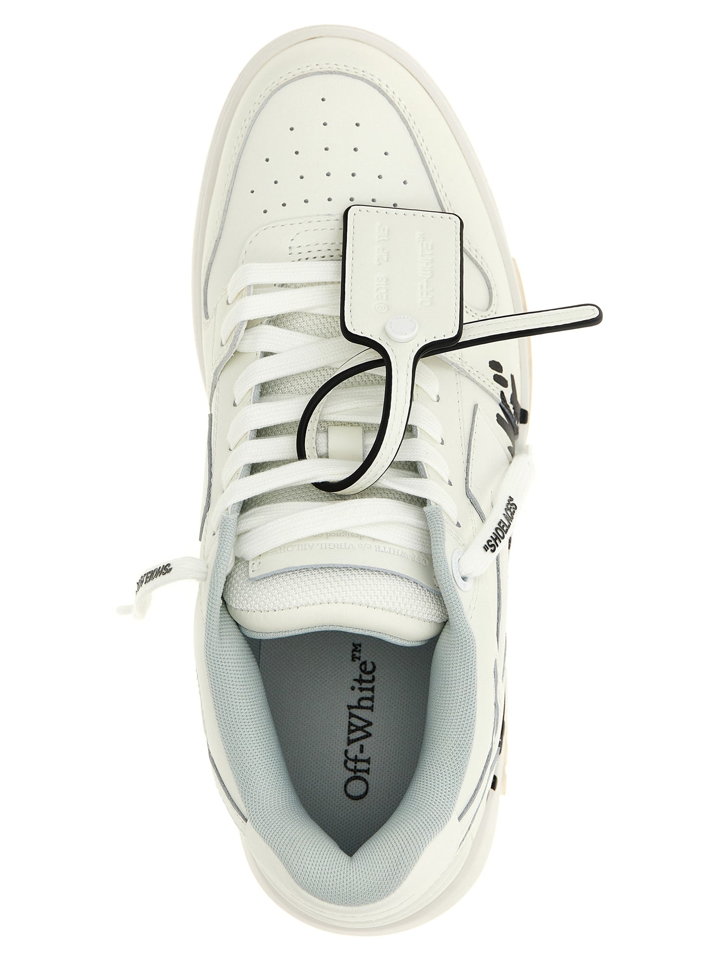Sneakers by Off-White for men in polyester rubber leather bicolour, black, white & print features an fashionable silhouette, showcasing the premium Men's Fashion Polyester Rubber Leather Sneakers in a fashionable fashion style that offers a fashionable finish for refined style.