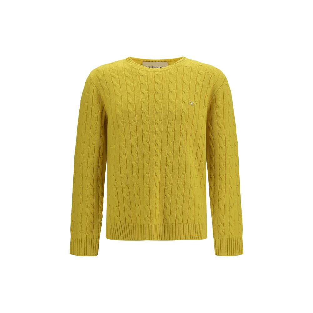 Sweater by Valentino Garavani for men in cashmere & capra leather bicolour & signature showcases a downtown chic silhouette, artfully finished with a downtown chic crew neckline and long-sleeve for a sophisticated, high-end look.