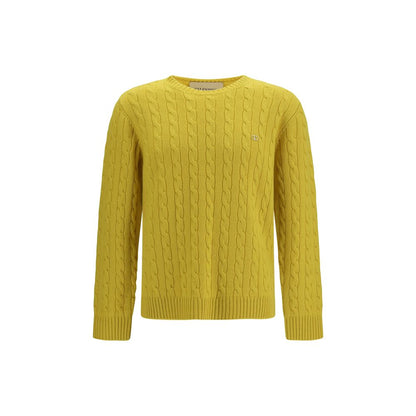 Sweater by Valentino Garavani for men in cashmere & capra leather bicolour & signature showcases a downtown chic silhouette, artfully finished with a downtown chic crew neckline and long-sleeve for a sophisticated, high-end look.