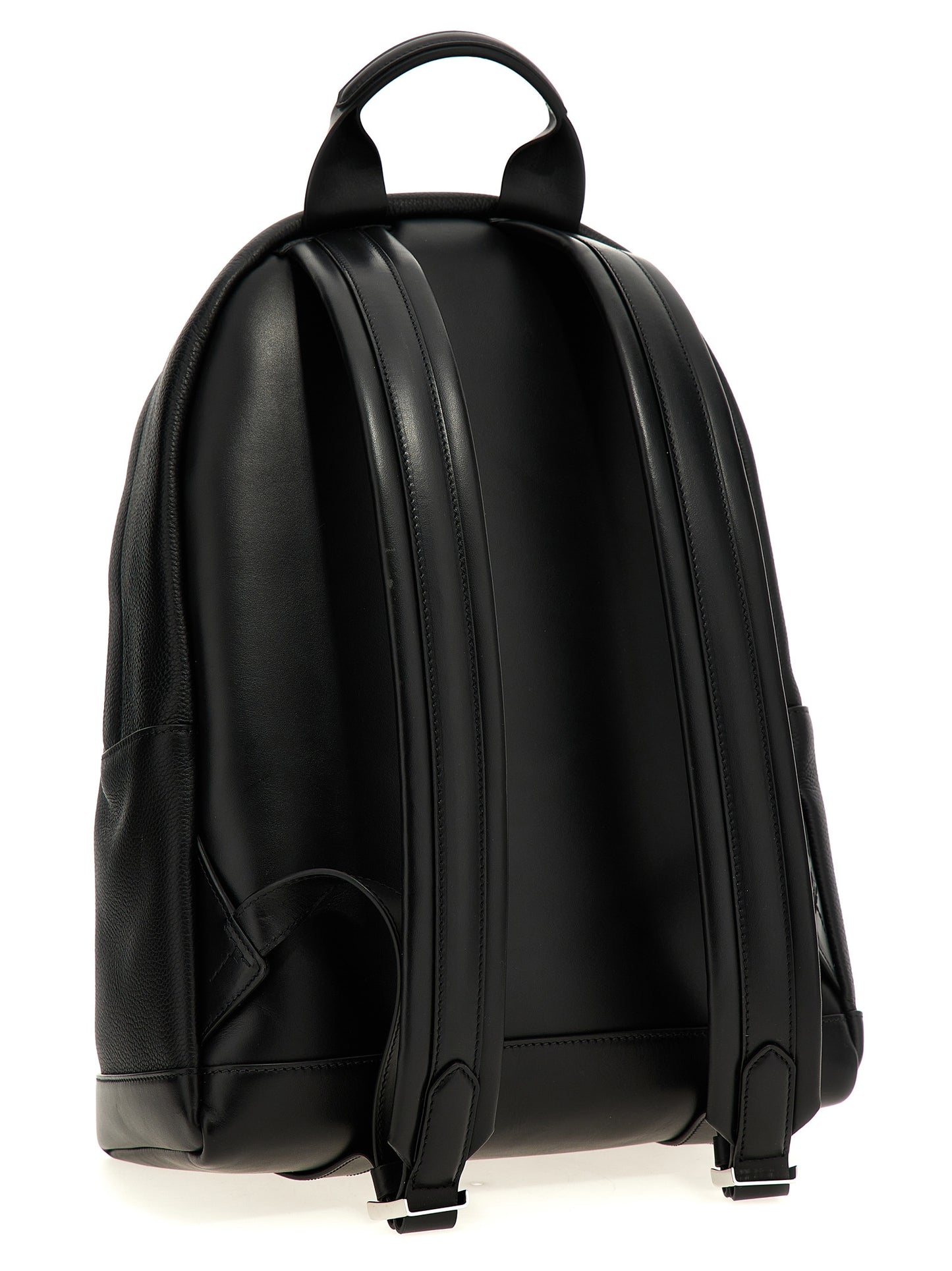 Backpack by Tom Ford for men in calfskin leather black showcases a stately Buckley Essence Calfskin Leather Backpack design, featuring a secure zipper with stately and versatile backpack-strap, adjustable-strap & handle.