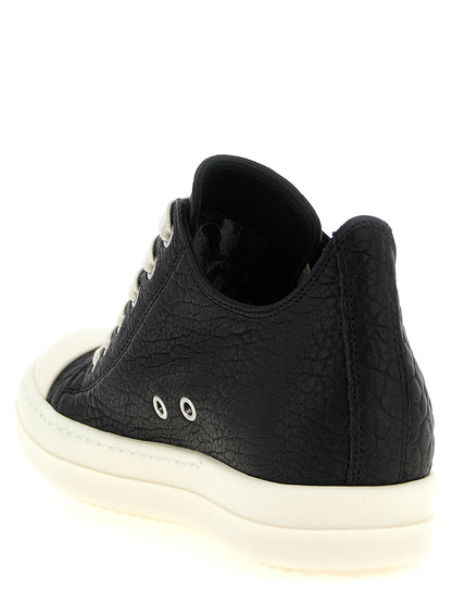 Sneakers by Rick Owens for women in lamb python leather bicolour, black & white features an fashionable silhouette, showcasing the premium Women's Low Top Lamb Python Leather Sneakers in a fashionable low-top style that offers a fashionable finish for refined style.