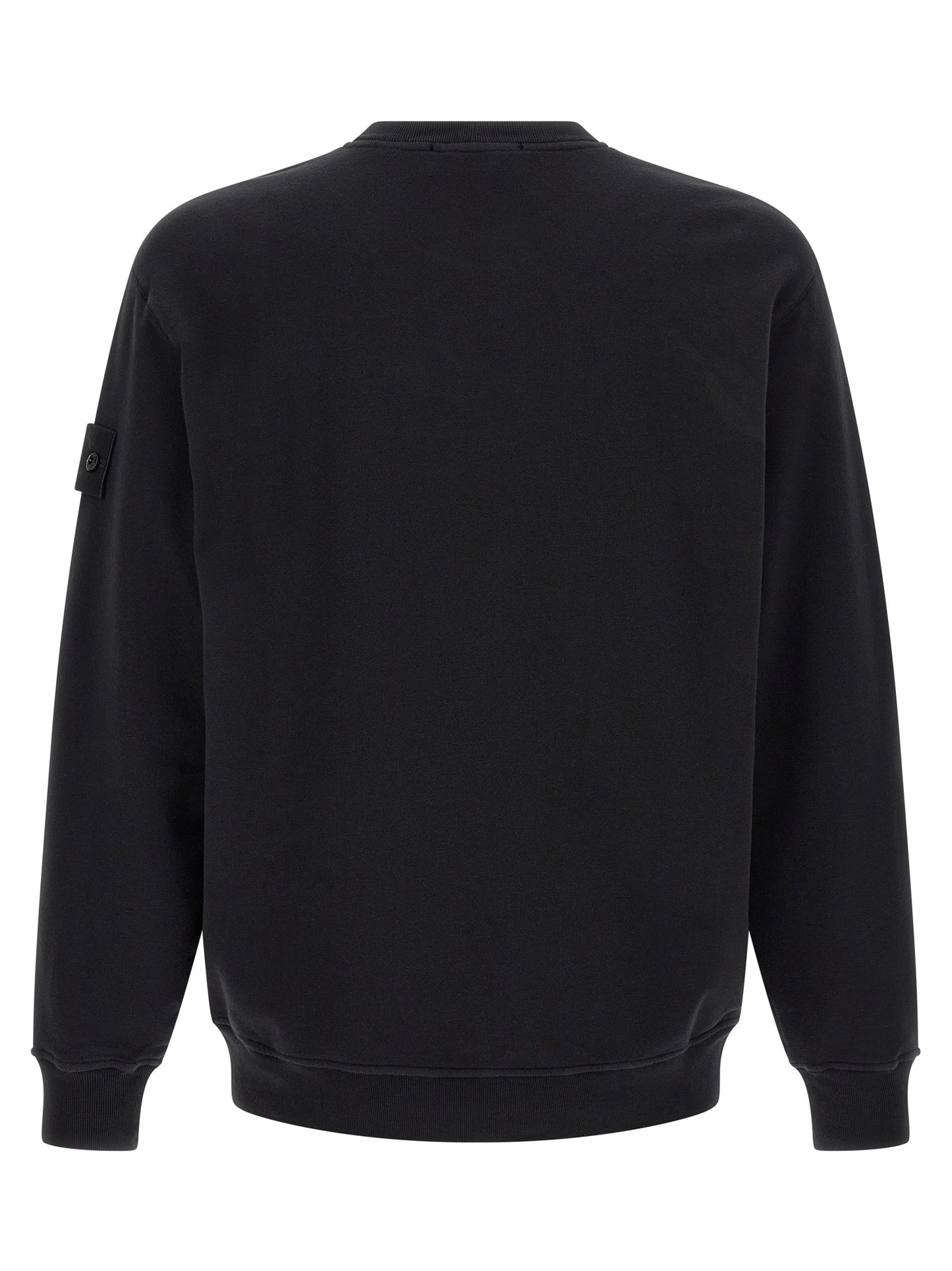Sweatshirt by Stone Island for men in stretch organic cotton black presents a smart casual silhouette, featuring a smart casual crew neckline and for a sophisticated look.