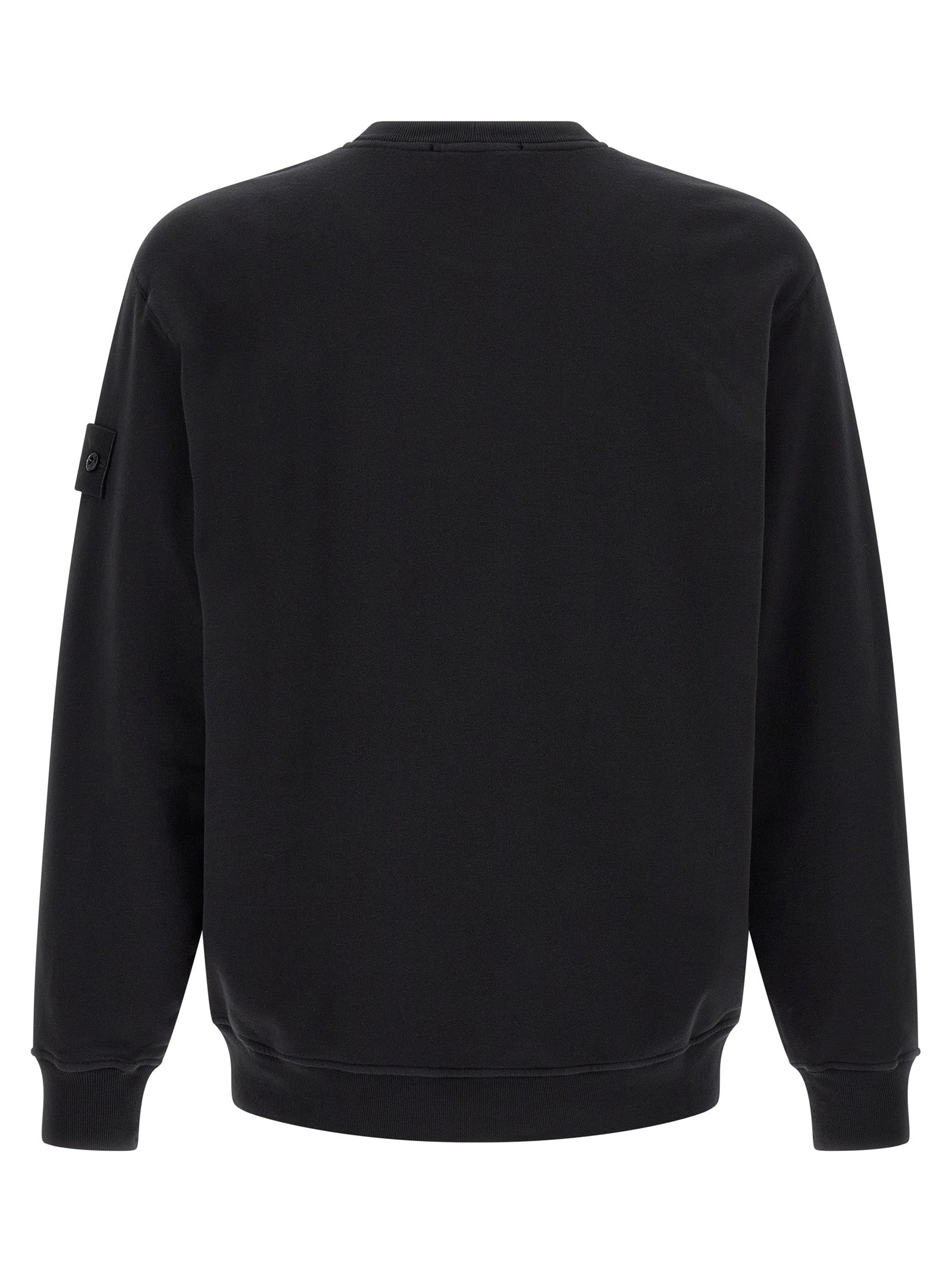Sweatshirt by Stone Island for men in stretch organic cotton black presents a smart casual silhouette, featuring a smart casual crew neckline and for a sophisticated look.