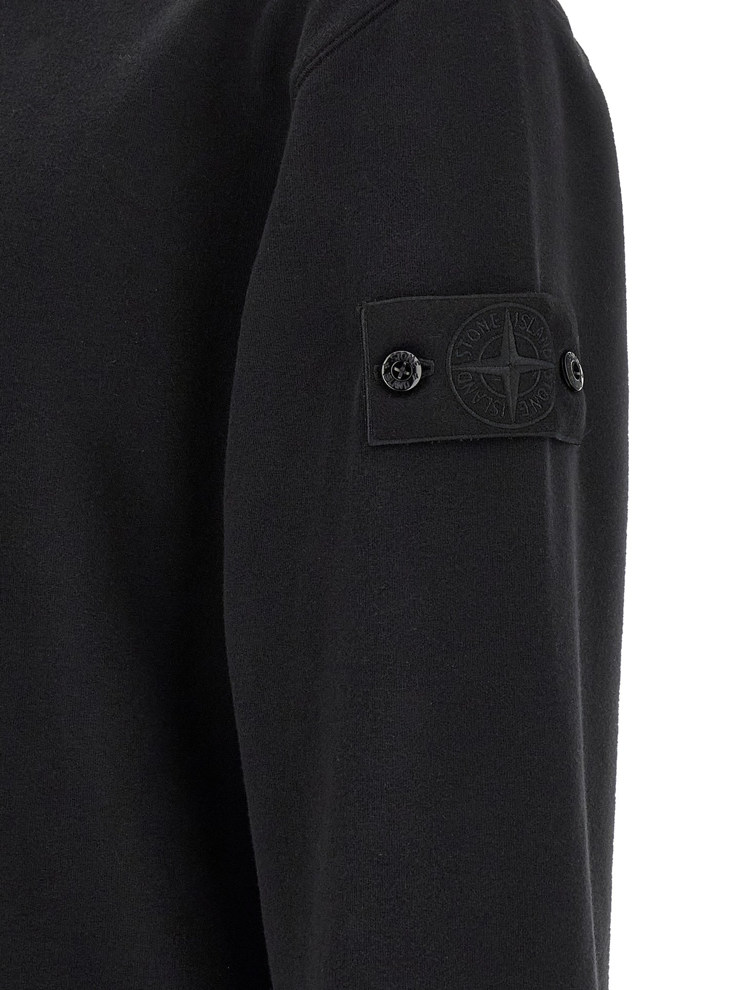 Sweatshirt by Stone Island for men in stretch organic cotton black features a unrivaled silhouette with a refined and unrivaled detailing for a sophisticated look.