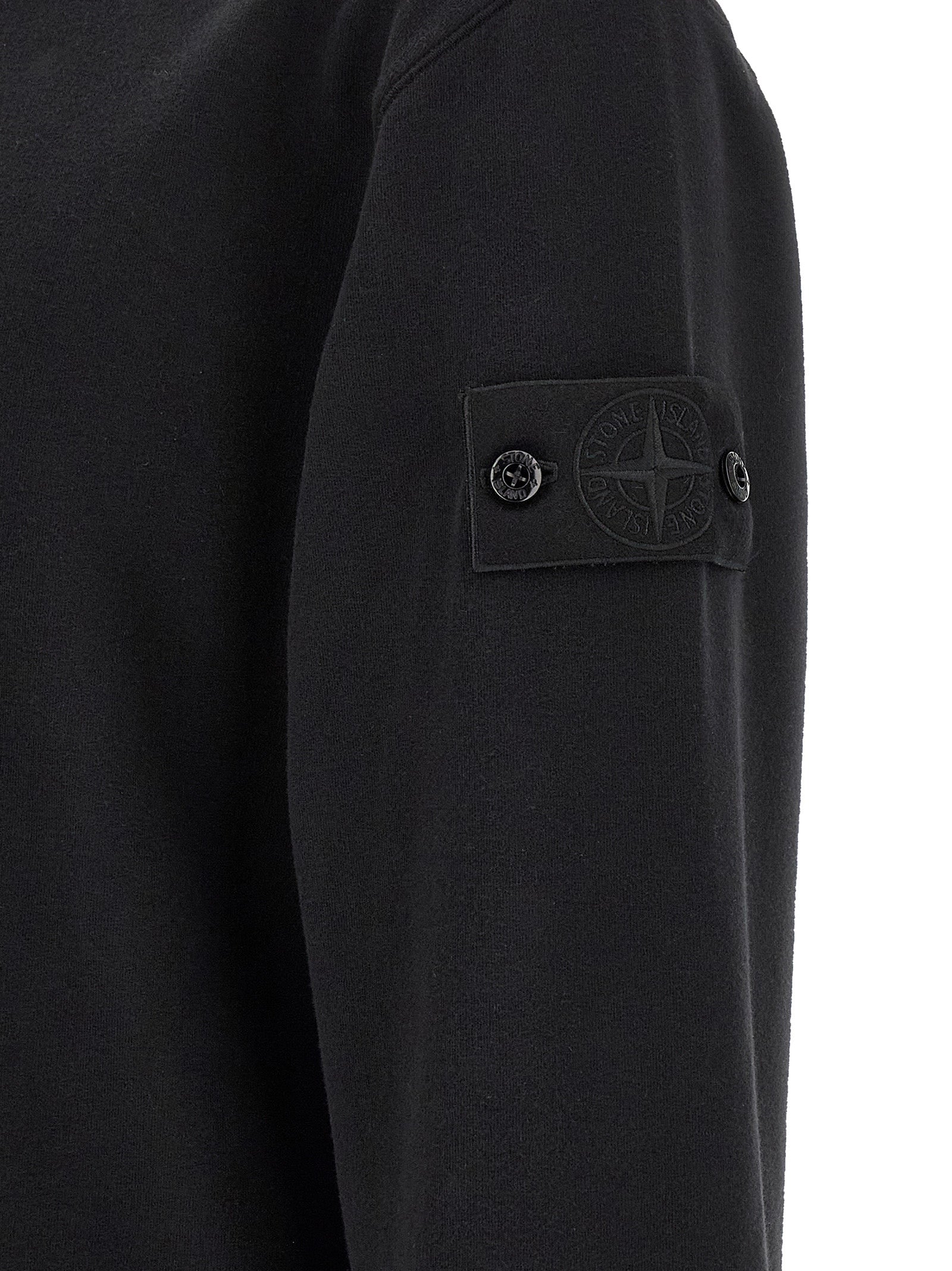 Sweatshirt by Stone Island for men in stretch organic cotton black features a unrivaled silhouette with a refined and unrivaled detailing for a sophisticated look.