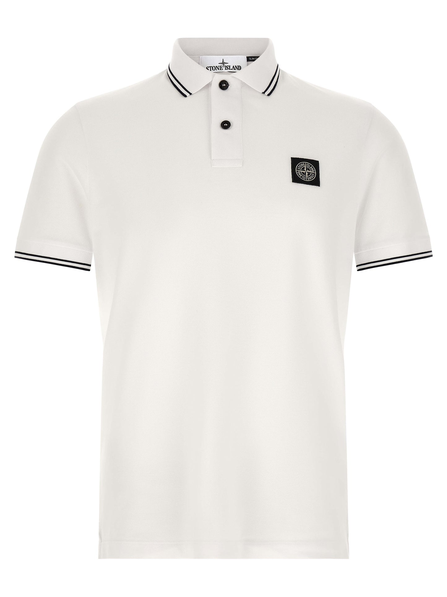This Polo Shirt by Stone Island for men in stretch organic cotton bicolour, black & white presents a flawless silhouette, showcasing flawless short-sleeve detailing and a refined for a truly flawless aesthetic.