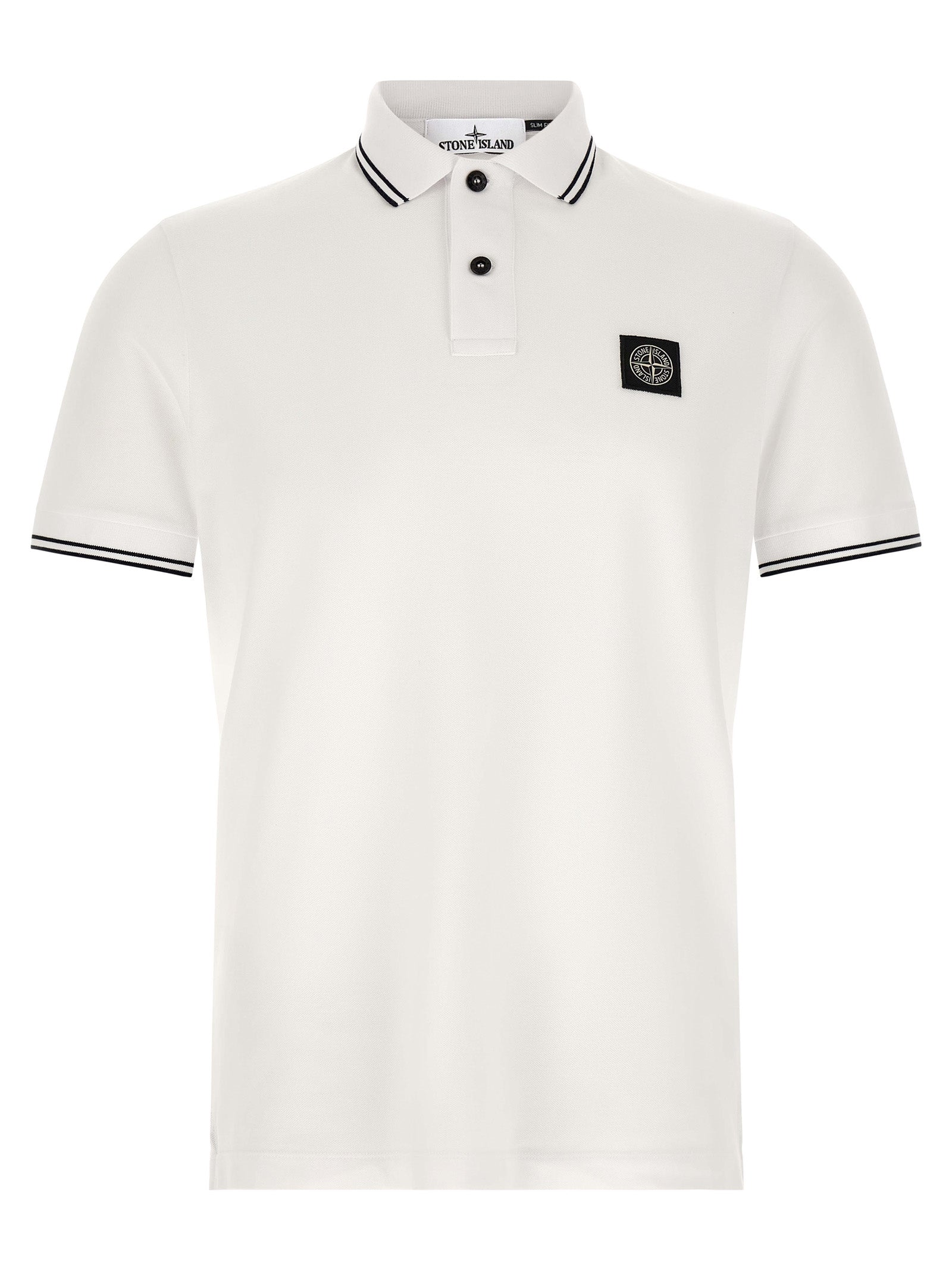 This Polo Shirt by Stone Island for men in stretch organic cotton bicolour, black & white presents a flawless silhouette, showcasing flawless short-sleeve detailing and a refined for a truly flawless aesthetic.