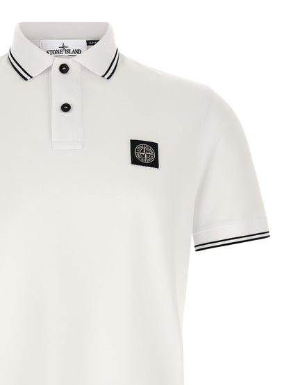 Polo Shirt by Stone Island for men in stretch organic cotton bicolour, black & white presents a crisp silhouette, artfully detailed with a crisp and crisp .