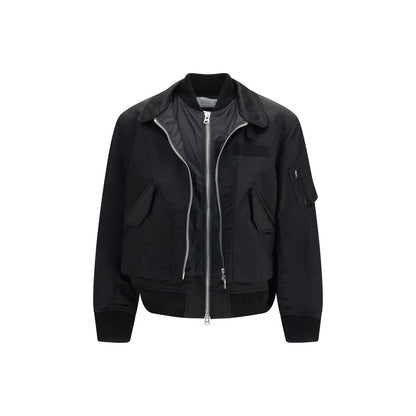 Bomber Jacket by Sacai for men in cotton nylon twill black features a city-ready silhouette, detailed with pockets and a city-ready .