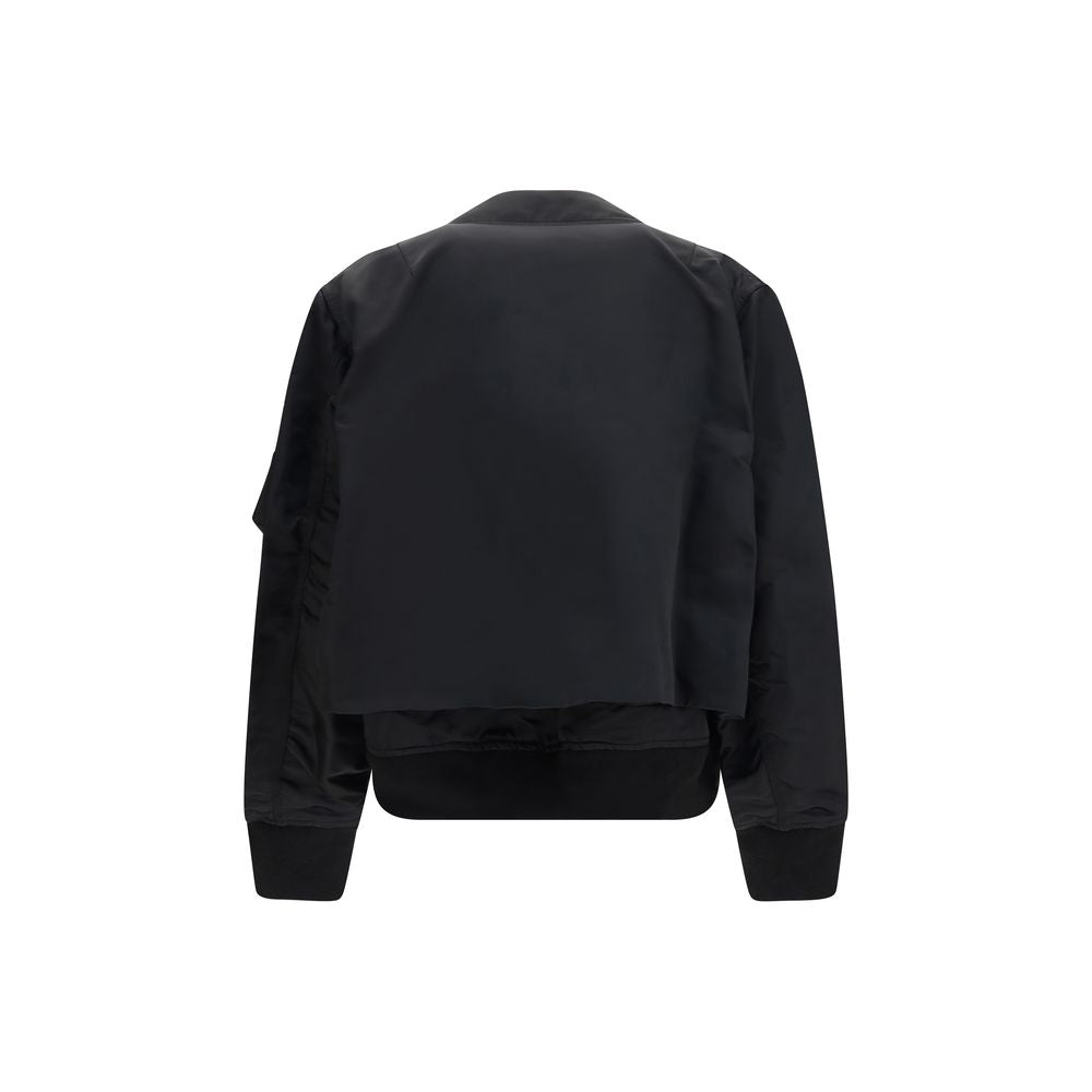 Bomber Jacket by Sacai for men in cotton nylon twill black showcases a bohemian silhouette, artfully detailed with a bohemian and signature pockets for a truly bohemian finish.