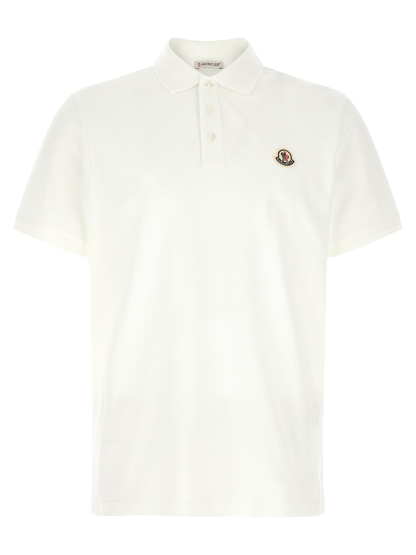 Polo Shirt by Moncler for men in cotton felt pearl & white presents a distinguished silhouette, showcasing a sophisticated and distinguished for a truly distinguished finish.
