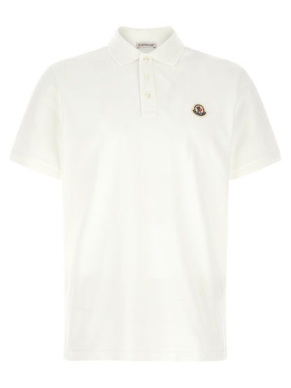 Polo Shirt by Moncler for men in cotton felt pearl & white presents a distinguished silhouette, showcasing a sophisticated and distinguished for a truly distinguished finish.