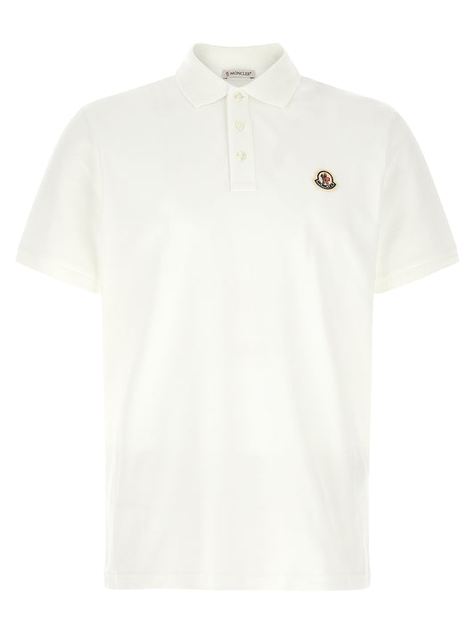 Polo Shirt by Moncler for men in cotton felt pearl & white presents a distinguished silhouette, showcasing a sophisticated and distinguished for a truly distinguished finish.