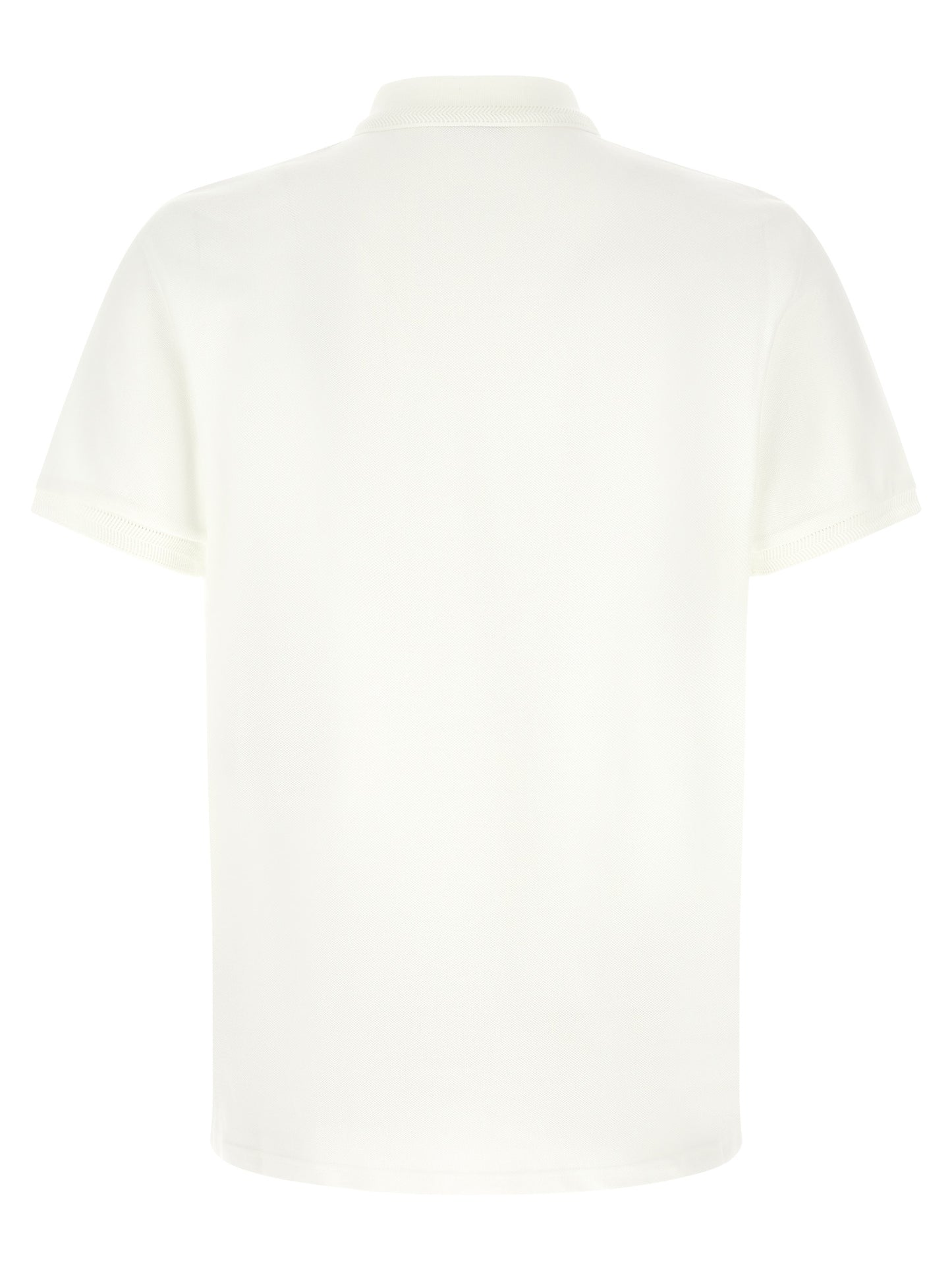 Polo Shirt by Moncler for men in cotton felt pearl & white presents a sleek silhouette, featuring a refined and for a sleek finish.