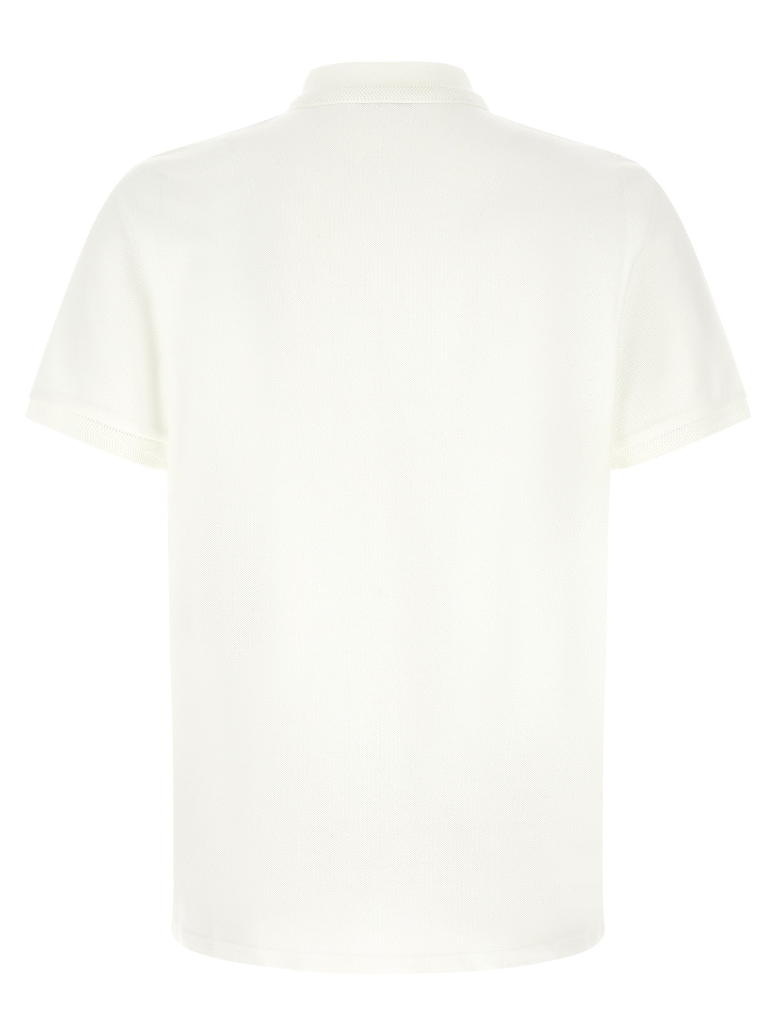 Polo Shirt by Moncler for men in cotton felt pearl & white presents a sleek silhouette, featuring a refined and for a sleek finish.