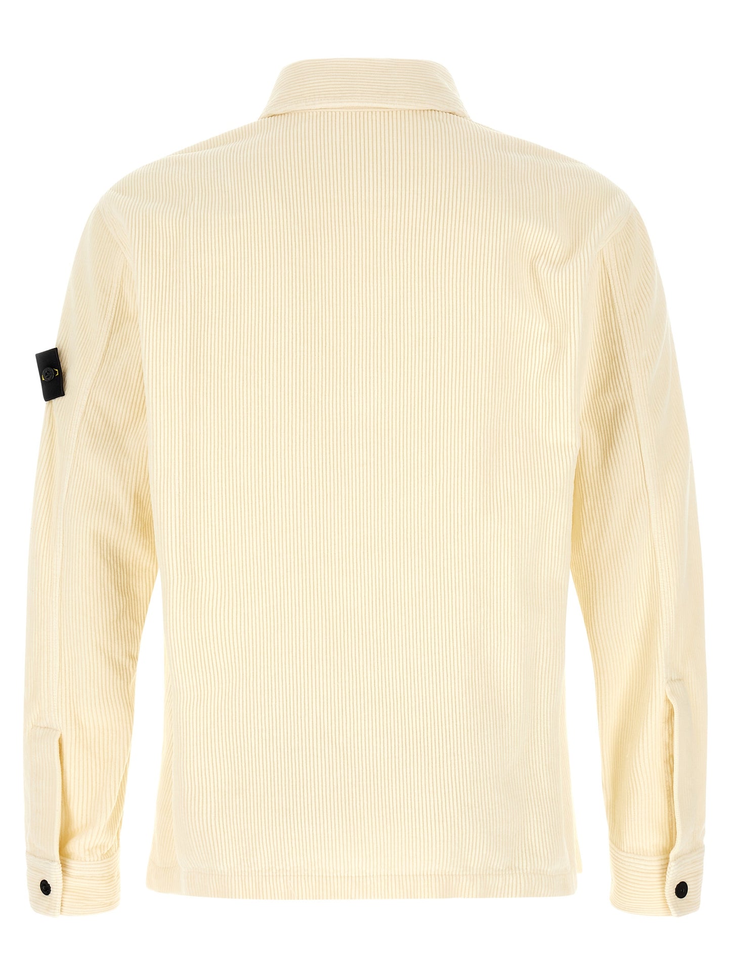 Overshirt by Stone Island for men in cotton corduroy ivory & white showcases a sublime silhouette, artfully detailed with a sublime and for a sophisticated, sublime finish.