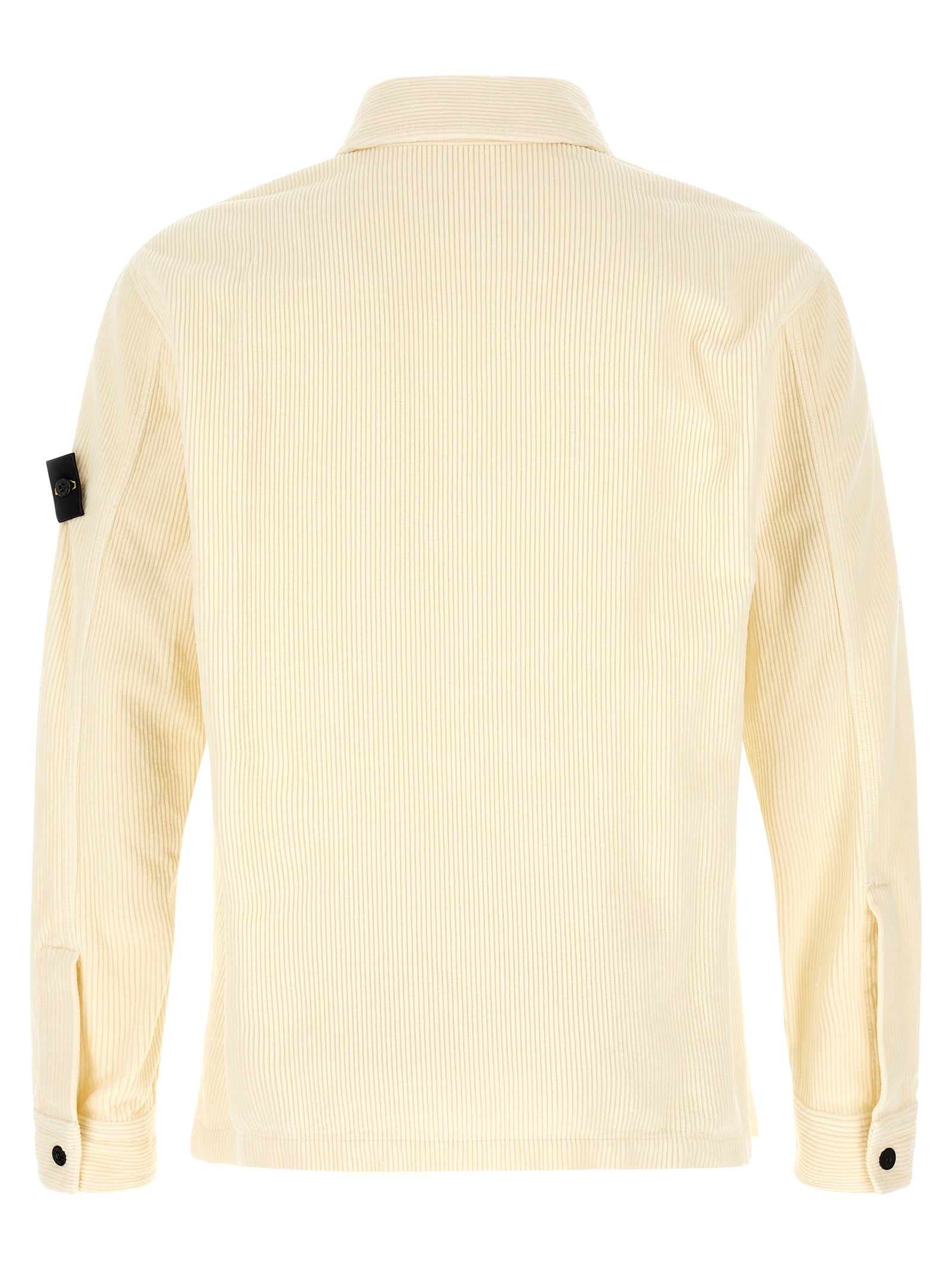 Overshirt by Stone Island for men in cotton corduroy ivory & white showcases a sublime silhouette, artfully detailed with a sublime and for a sophisticated, sublime finish.
