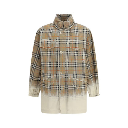 Hooded Parka by Burberry for men in cotton beige & print, presenting a cosy silhouette with distinctive hooded and a refined hooded neckline.