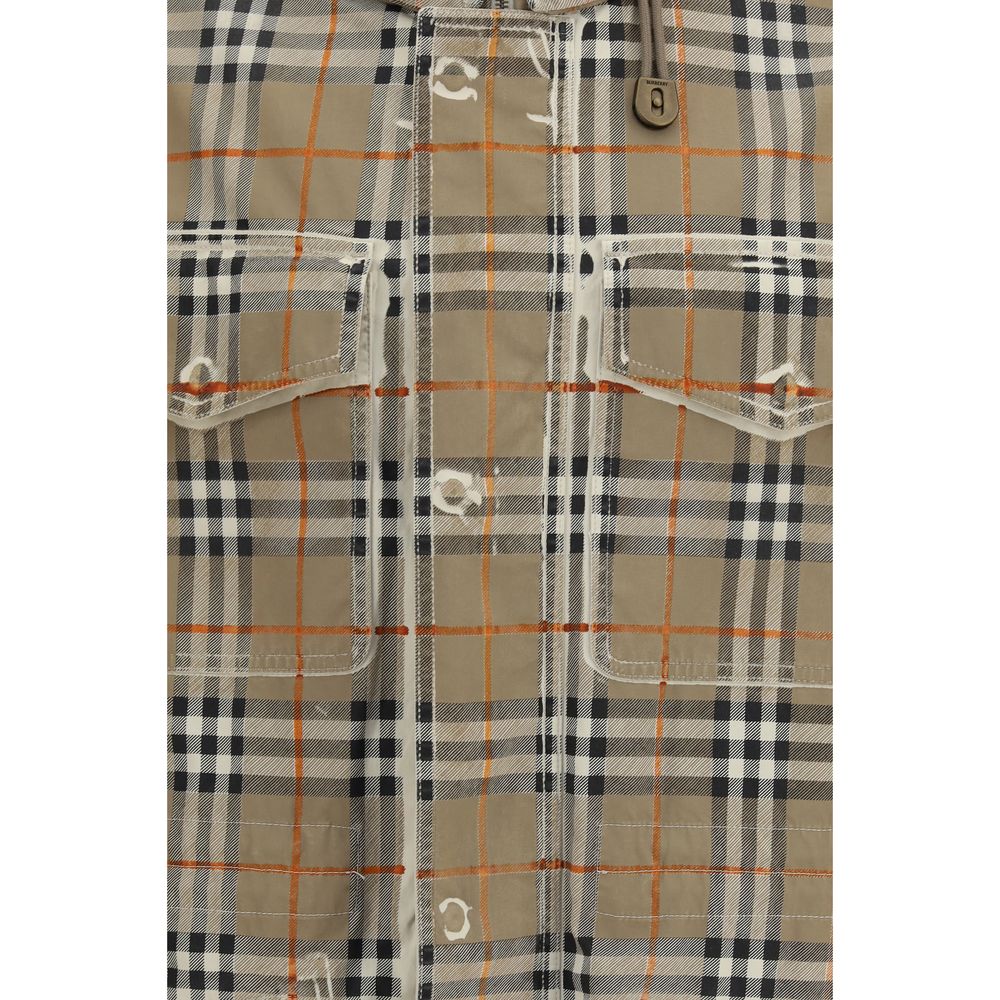 Hooded Parka by Burberry for men in cotton beige & print presents a decadent silhouette, showcasing the decadent and functional hooded for a premium, weather-ready look.
